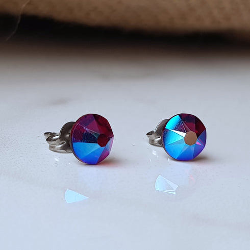 Siam Shimmer Crystal Titanium Earrings, 6.5mm